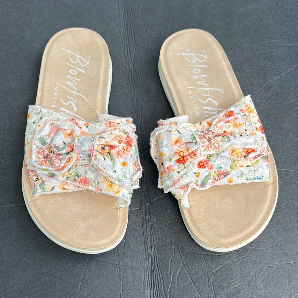 Blowfish Cream Sandals with Floral Design